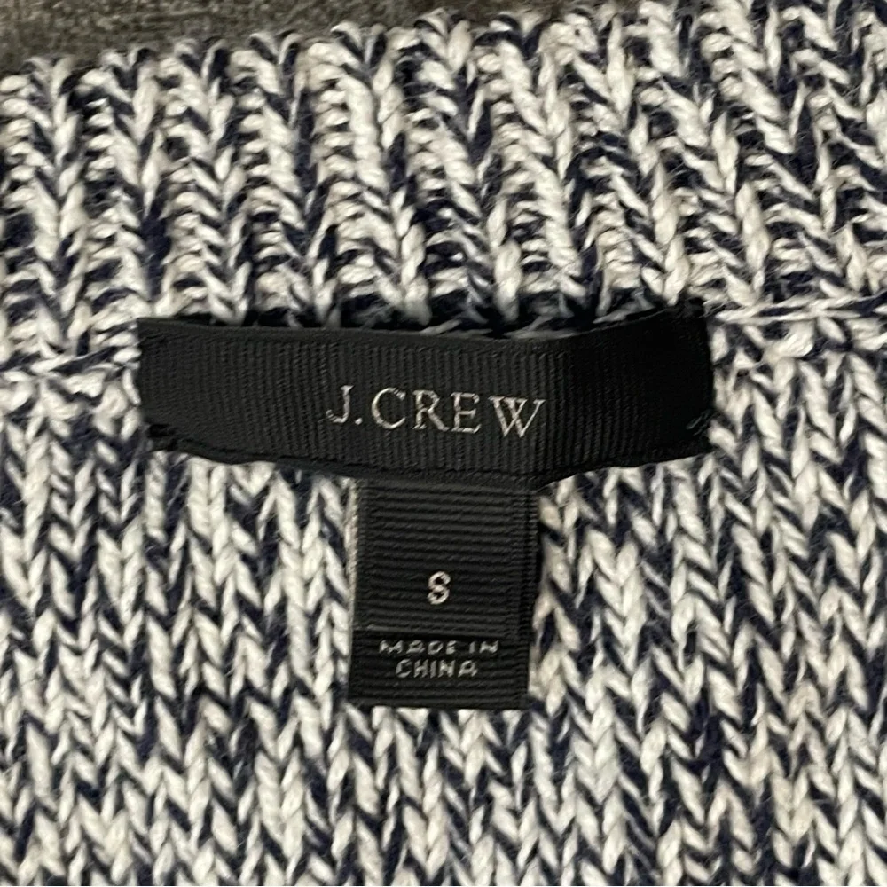 J. Crew Cable Knit Crewneck Sweater Marled 100% Cotton Women’s S Navy Blue